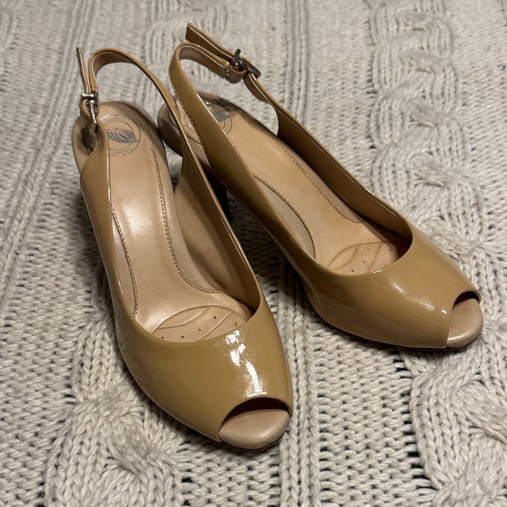 Nurture by Lamaze Tan Peep-Toe Heels